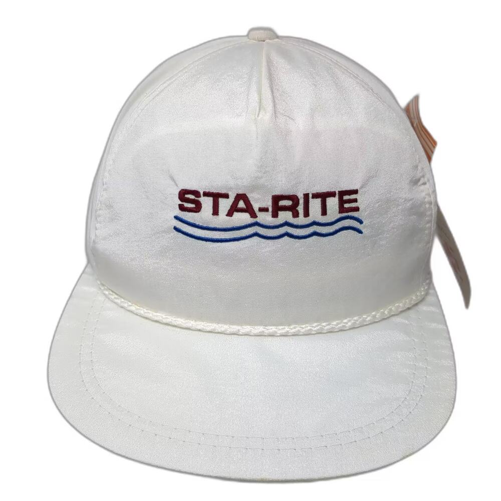 K-Products Sta-Rite 5 Panel Hat White One Size Slideback Rope Vintage Sunspark